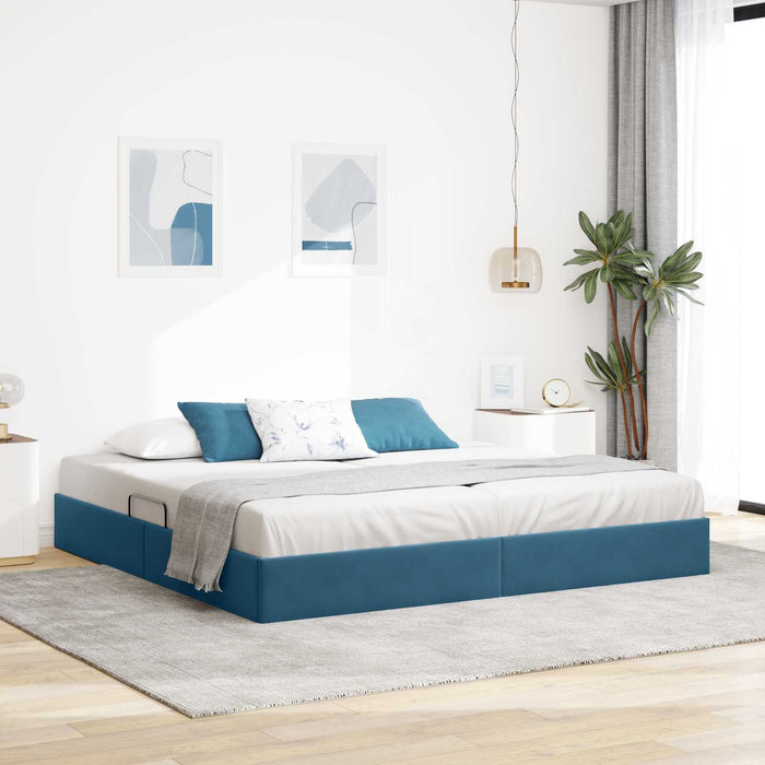 Cadru de pat otoman Albastru închis 200 x 200 cm Catifea - WALTI WALTI