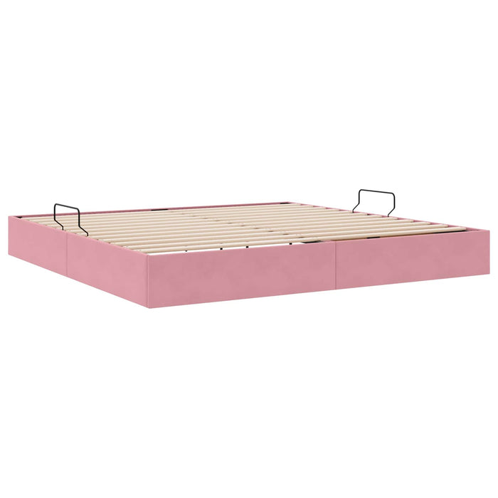 Cadru de pat otoman cu depozitare Roz 200 x 200 cm Catifea - WALTI WALTI
