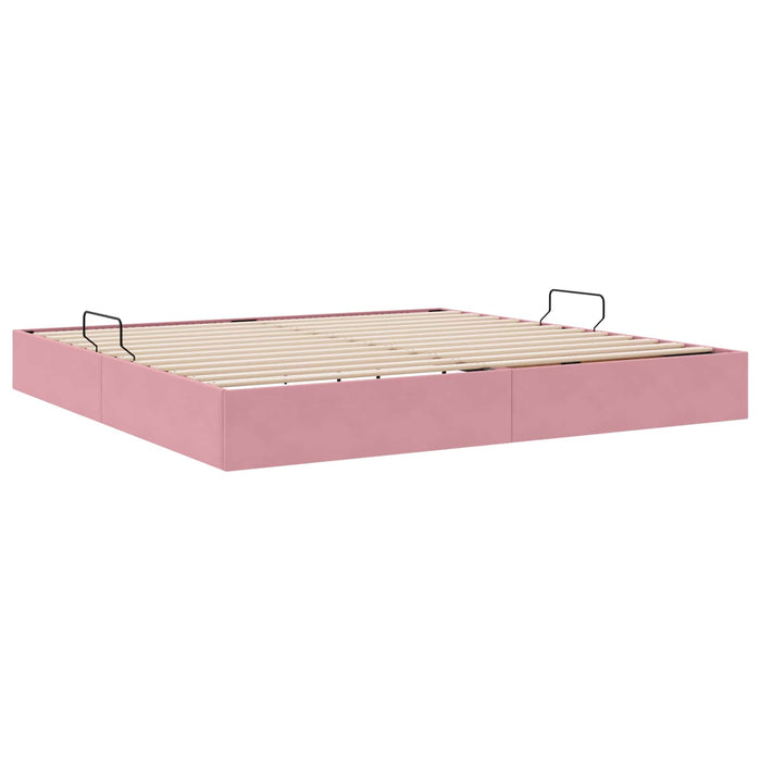 Cadru de pat otoman cu depozitare Roz 200 x 200 cm Catifea - WALTI WALTI