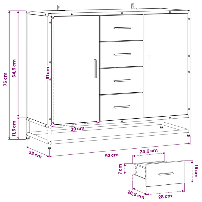 Bufet Lemn vechi 92 x 35 x 76 cm Lemn prelucrat WALTI