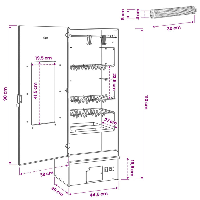 Cuptor pentru Fumat 3 buc. 44,5 x 29 x 110 cm Oțel galvanizat WALTI