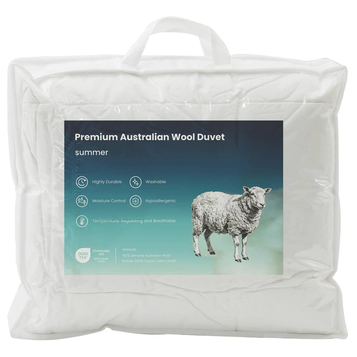 Set de plapumă și perne 3 pcs 155x220 cm Vară 200 GSM Lână Alb WALTI