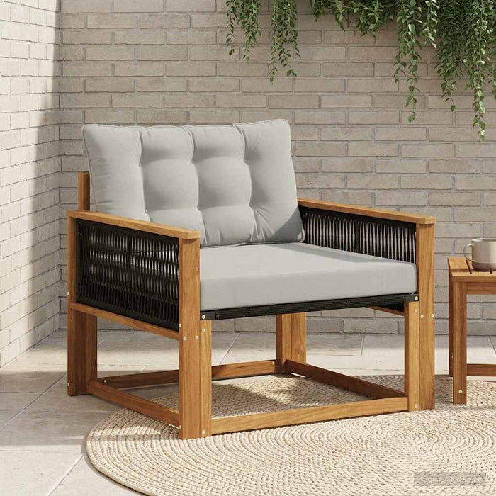 Set de canapele de exterior Lemn solid de Acacia și Textilene - WALTI WALTI