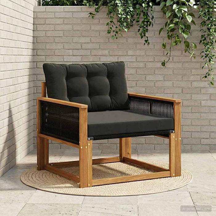 Set de canapele de exterior Lemn solid de Acacia și Textilene - WALTI WALTI
