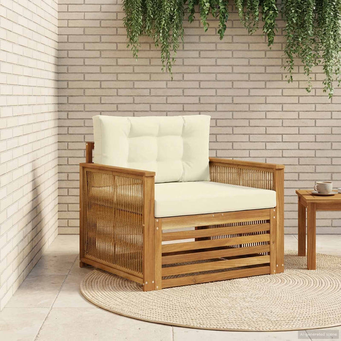 Canapea de exterior Lemn Solid de Acacia Natural și Crem - WALTI WALTI