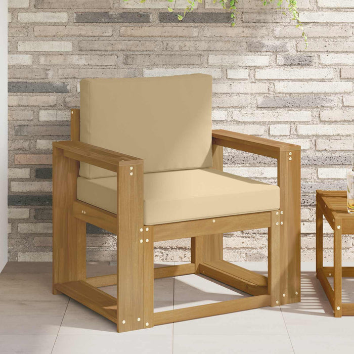 2 Bucată Set de canapele de exterior Poliester Alb și Bej - WALTI WALTI
