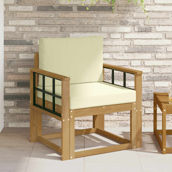 2 Bucată Set de canapele de exterior Poliester Alb și Crem - WALTI WALTI