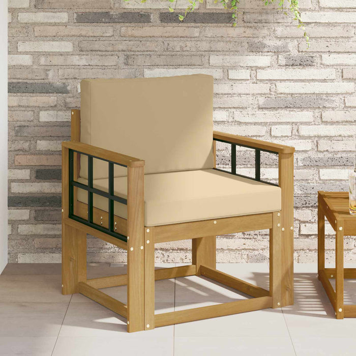 2 Bucată Set de canapele de exterior Poliester Alb și Bej - WALTI WALTI