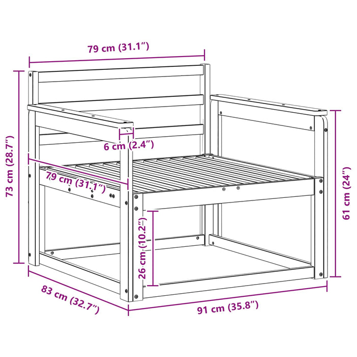 Canapea Medie pentru Exterior Lemn Solid de Acacia Alb - WALTI WALTI
