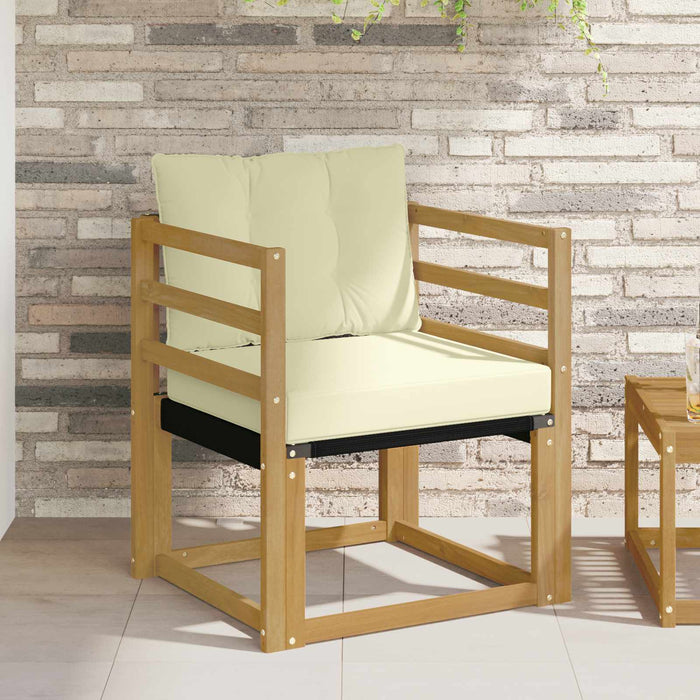 Canapea de exterior Lemn solid de Acacia și Textilene Alb - WALTI WALTI