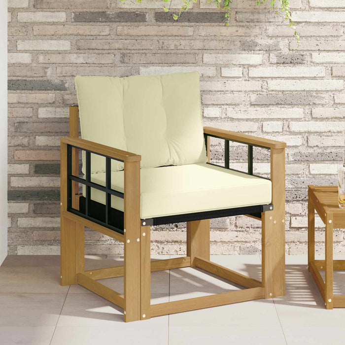 Canapea de exterior Lemn solid de Acacia și Textilene Alb - WALTI WALTI