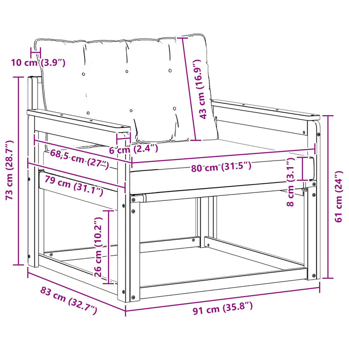 Set de canapele de exterior Lemn solid de Acacia și Textilene WALTI