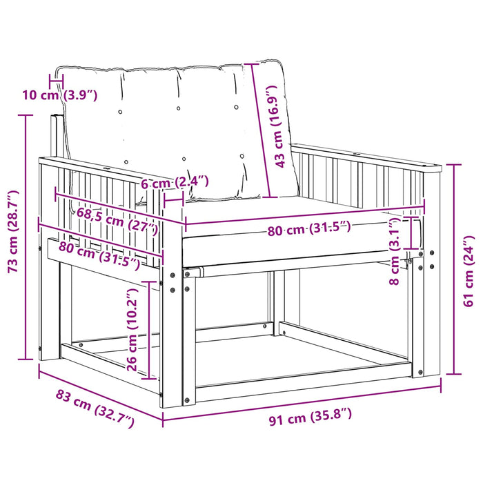 Set de canapele de exterior Lemn solid de Acacia și Textilene WALTI