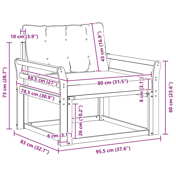 Set de canapele de exterior Lemn solid de Acacia și Textilene WALTI