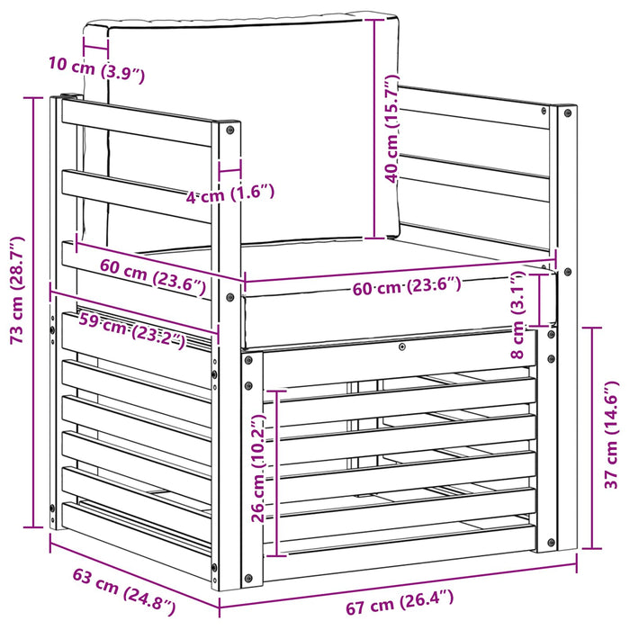2 Bucată Set de canapele de exterior Lemn Solid de Acacia Alb - WALTI WALTI