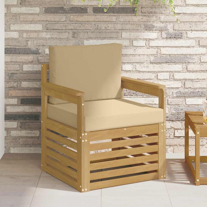 2 Bucată Set de canapele de exterior Poliester Alb și Bej - WALTI WALTI