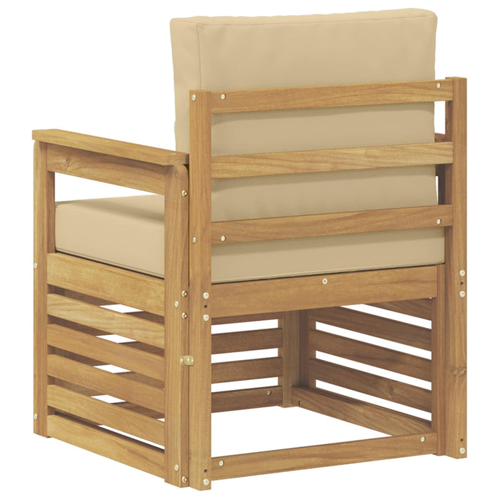 2 Bucată Set de canapele de exterior Poliester Alb și Bej - WALTI WALTI