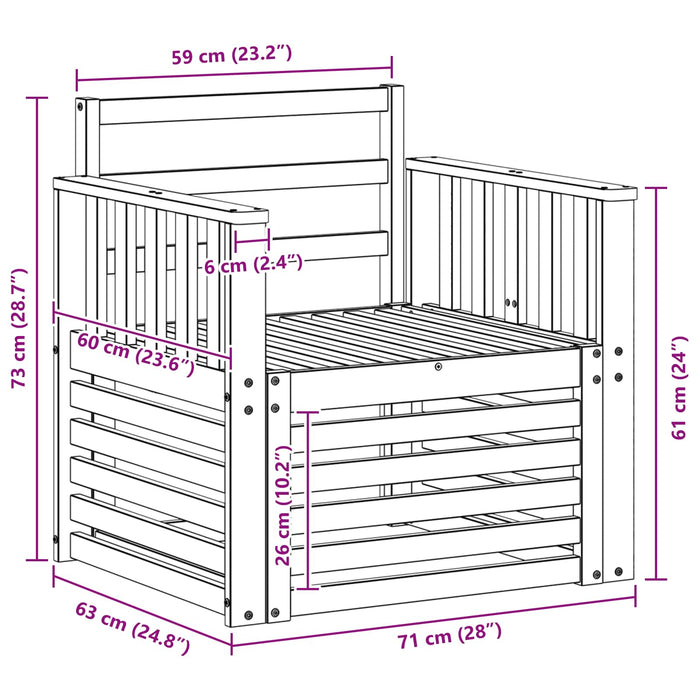 2 Bucată Set de canapele de exterior Lemn Solid de Acacia Alb - WALTI WALTI