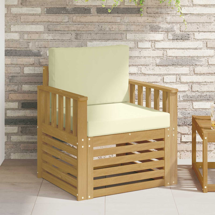 2 Bucată Set de canapele de exterior Poliester Alb și Crem - WALTI WALTI