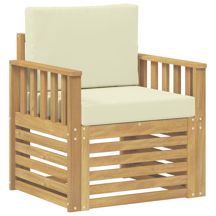 2 Bucată Set de canapele de exterior Poliester Alb și Crem - WALTI WALTI
