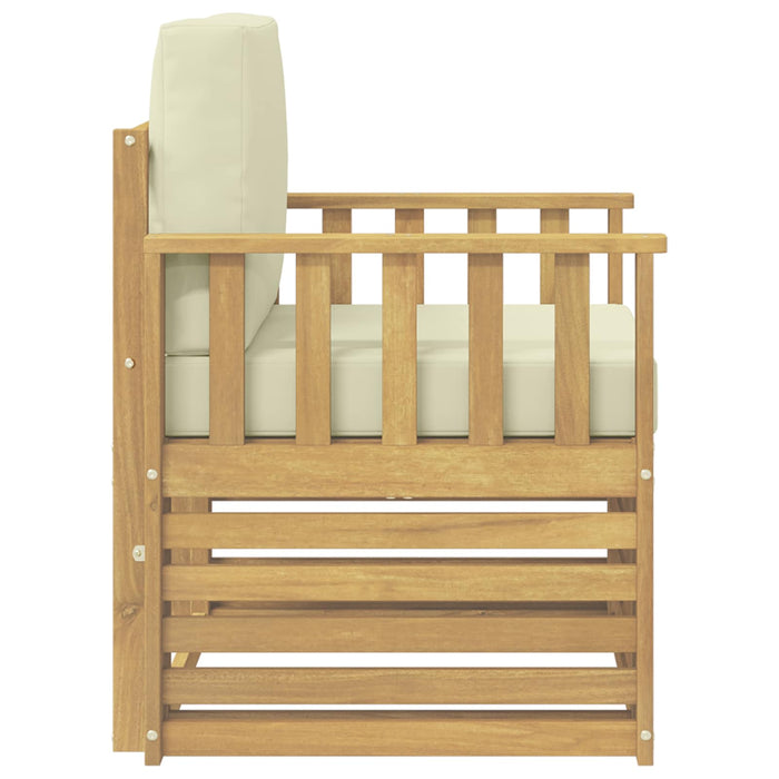 2 Bucată Set de canapele de exterior Poliester Alb și Crem - WALTI WALTI