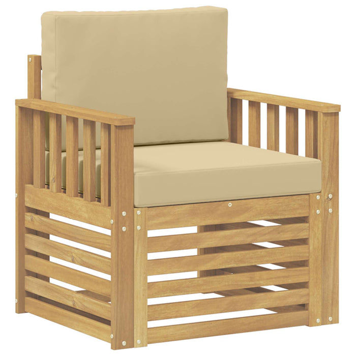 2 Bucată Set de canapele de exterior Poliester Alb și Bej - WALTI WALTI