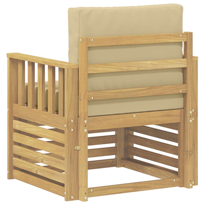 2 Bucată Set de canapele de exterior Poliester Alb și Bej - WALTI WALTI
