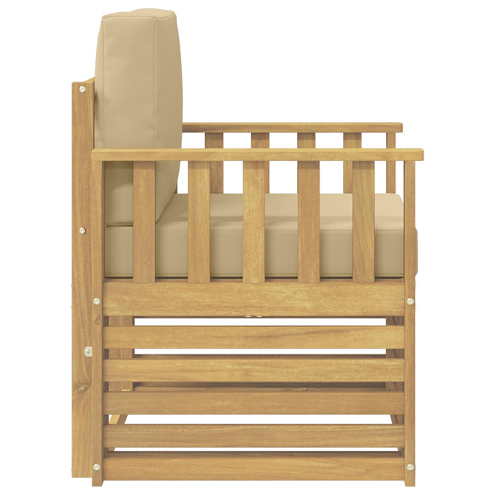 2 Bucată Set de canapele de exterior Poliester Alb și Bej - WALTI WALTI