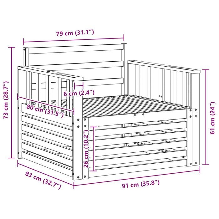 Canapea de exterior Lemn Solid de Acacia Alb - WALTI WALTI