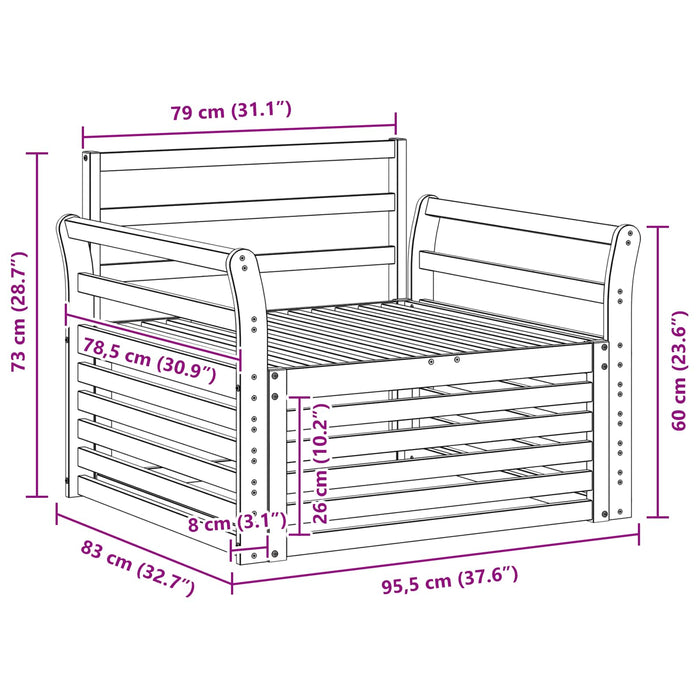 Canapea de exterior Lemn Solid de Acacia Alb - WALTI WALTI
