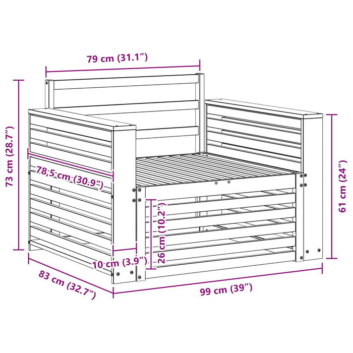 Canapea de exterior Lemn Solid de Acacia Alb - WALTI WALTI