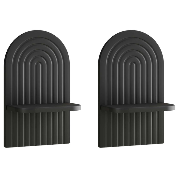 Raft de perete 2 buc. Negru 23 x 13.5 x 37.5 cm Lemn prelucrat WALTI