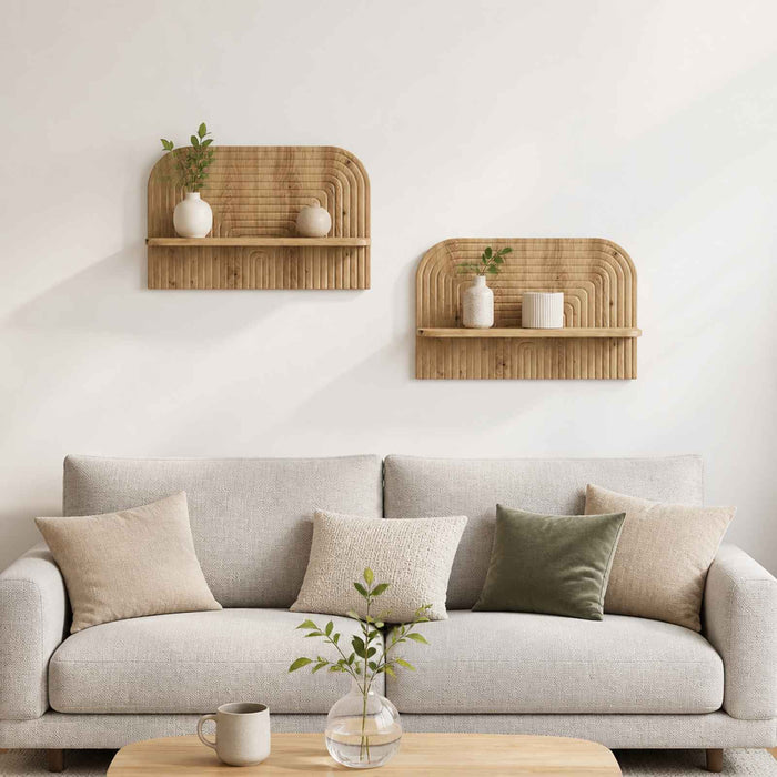 Raft de perete 2 buc. Stejar Artizanal 60 x 13.5 x 37.5 cm WALTI
