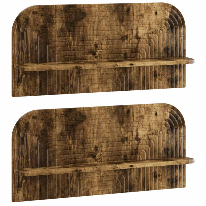Raft de perete 2 buc. Stejar fumuriu 80.5 x 13.5 x 37.5 cm WALTI
