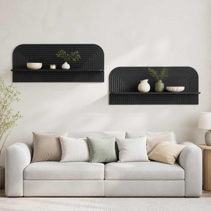 Raft de perete 2 buc. Negru 102 x 13.5 x 37.5 cm Lemn prelucrat WALTI