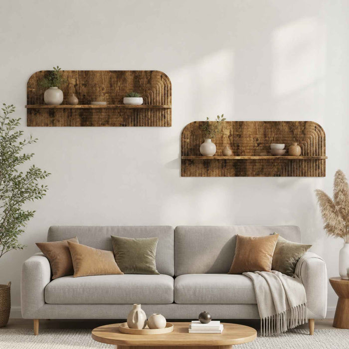 Raft de perete 2 buc. Stejar fumuriu 102 x 13.5 x 37.5 cm WALTI