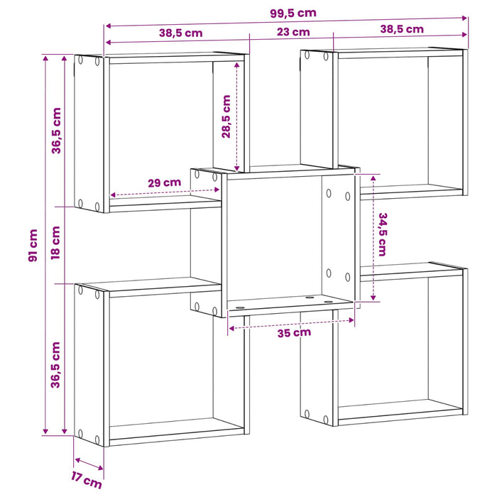 Raft de perete Negru 99,5 x 17 x 91 cm Lemn prelucrat WALTI