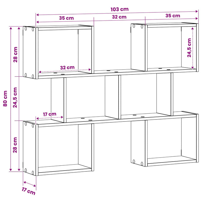 Raft de perete Alb 103 x 17 x 80 cm Lemn prelucrat WALTI