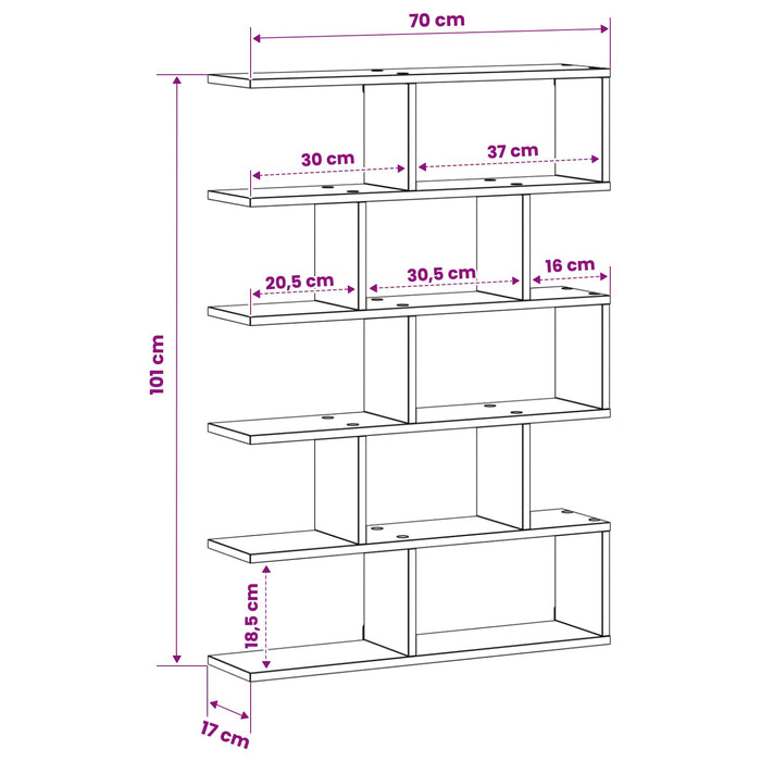 Raft de perete Gri Beton 70 x 17 x 101 cm Lemn prelucrat WALTI