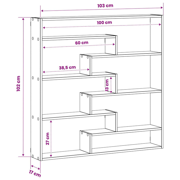 Raft de perete Gri Beton 103 x 17 x 102 cm Lemn prelucrat - WALTI WALTI