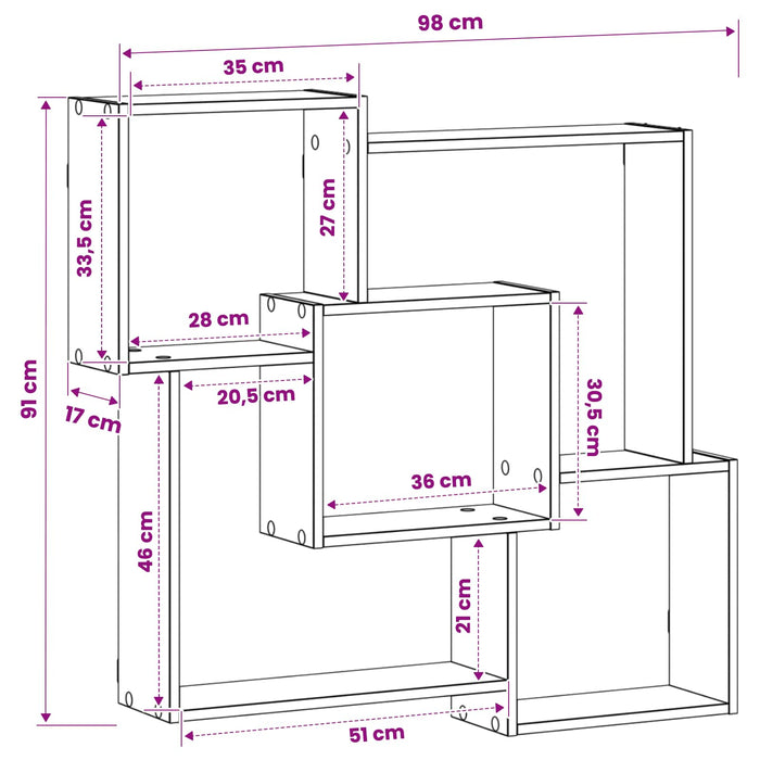 Raft de perete Alb 98 x 17 x 91 cm Lemn prelucrat WALTI