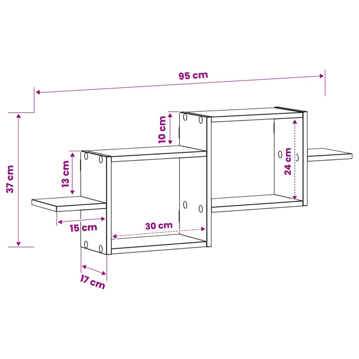 Raft de perete Lemn vechi 95 x 17 x 37 cm Lemn prelucrat WALTI