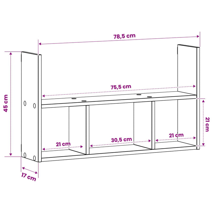 Raft de perete Alb 78.5 x 17 x 45 cm Lemn prelucrat WALTI
