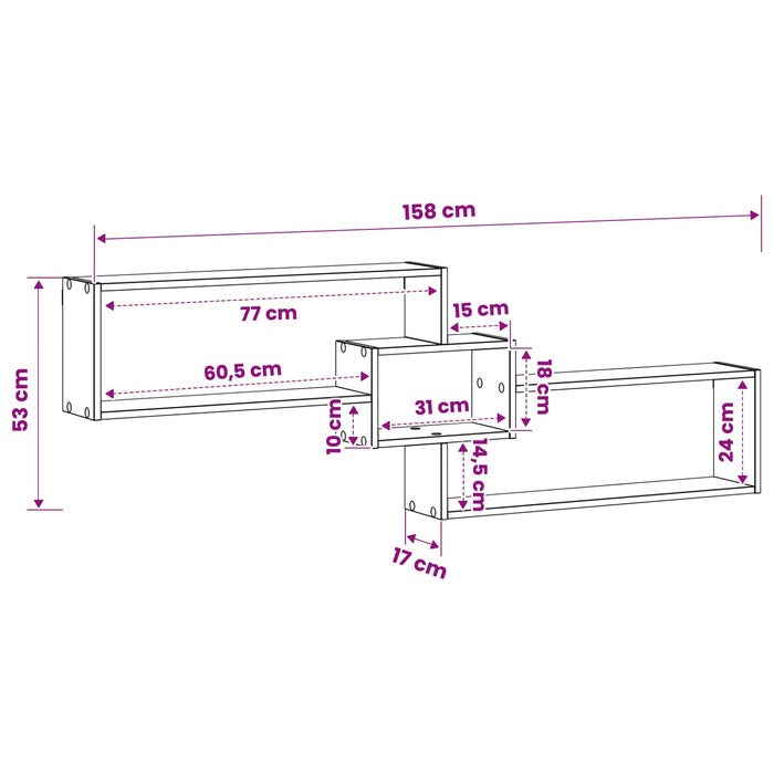 Raft de perete Lemn vechi 158 x 17 x 53 cm Lemn prelucrat WALTI
