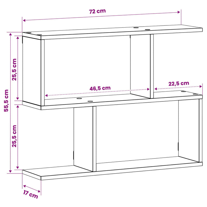 Raft de perete Alb 72 x 17 x 55.5 cm Lemn prelucrat WALTI
