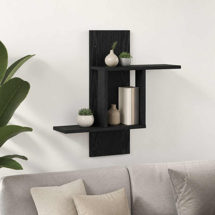 Raft de perete Stejar Negru 59 x 17 x 63 cm Lemn prelucrat WALTI