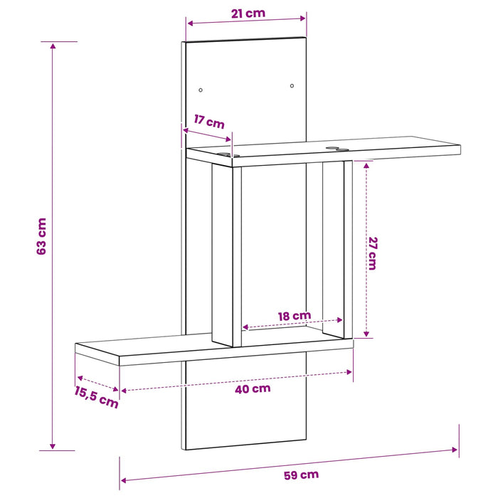 Raft de perete Gri Beton 59 x 17 x 63 cm Lemn prelucrat WALTI