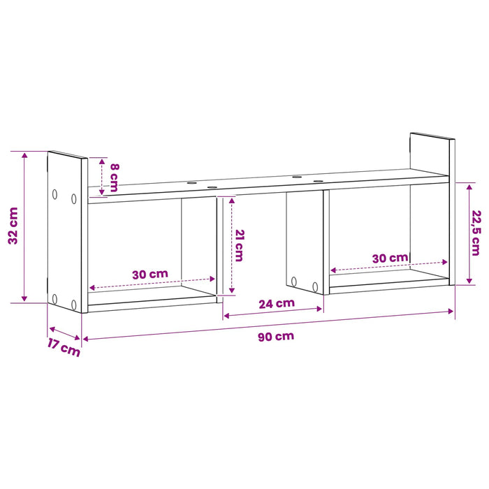 Raft de perete Stejar Sonoma 90 x 17 x 32 cm Lemn prelucrat WALTI