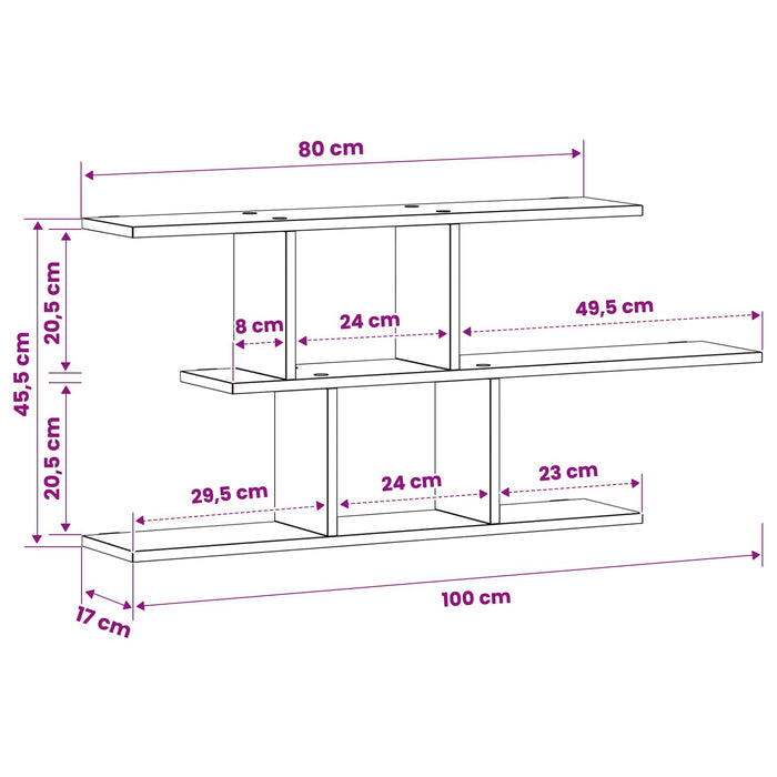 Raft de perete Stejar Sonoma 100 x 17 x 45.5 cm Lemn prelucrat WALTI