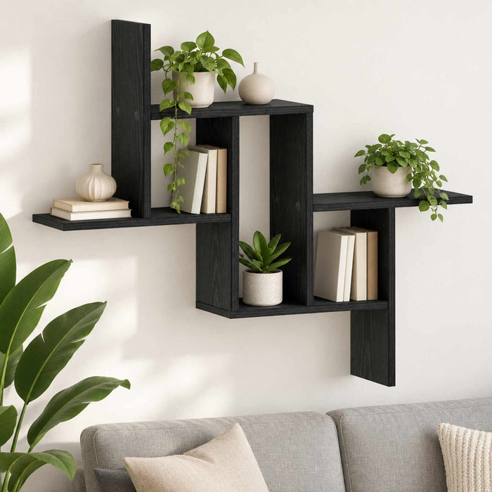 Raft de perete Stejar Negru 87 x 17 x 75 cm Lemn prelucrat WALTI